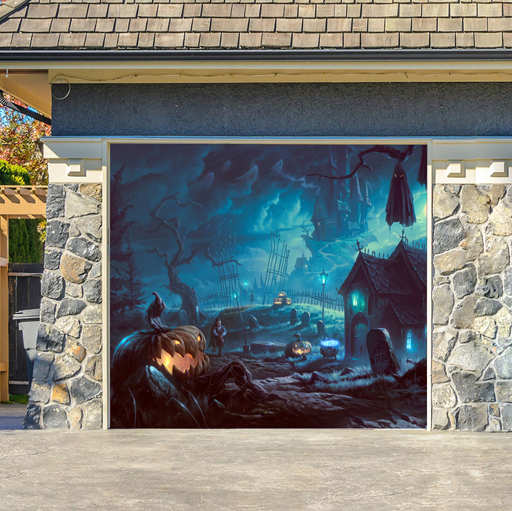 Creepy Halloween Garage Door Banner Mural