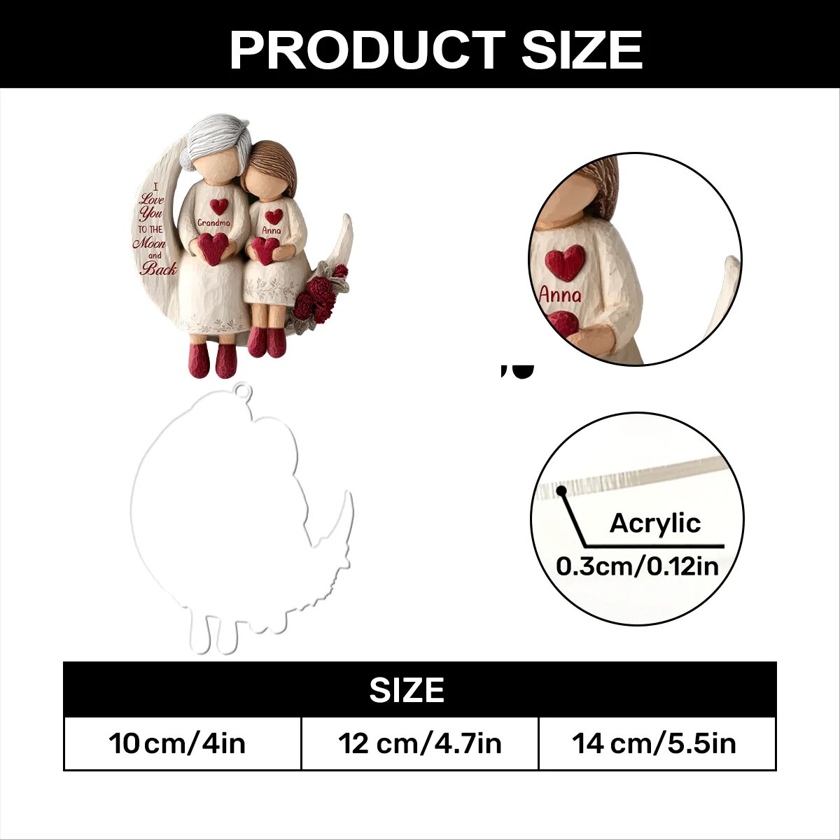 Grandma And Grandchild Moon Love - Personalized Acrylic Ornament