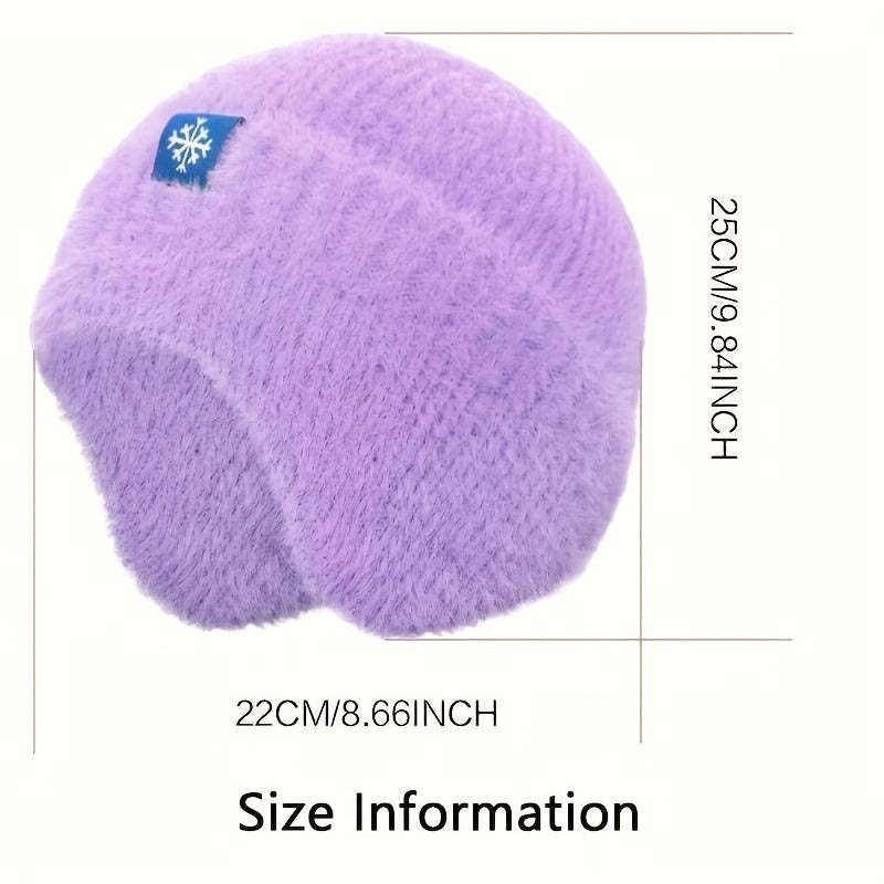 Stylish Snowflake Knitted Beanie with Ear Protection - Warm, Soft, and Coldproof