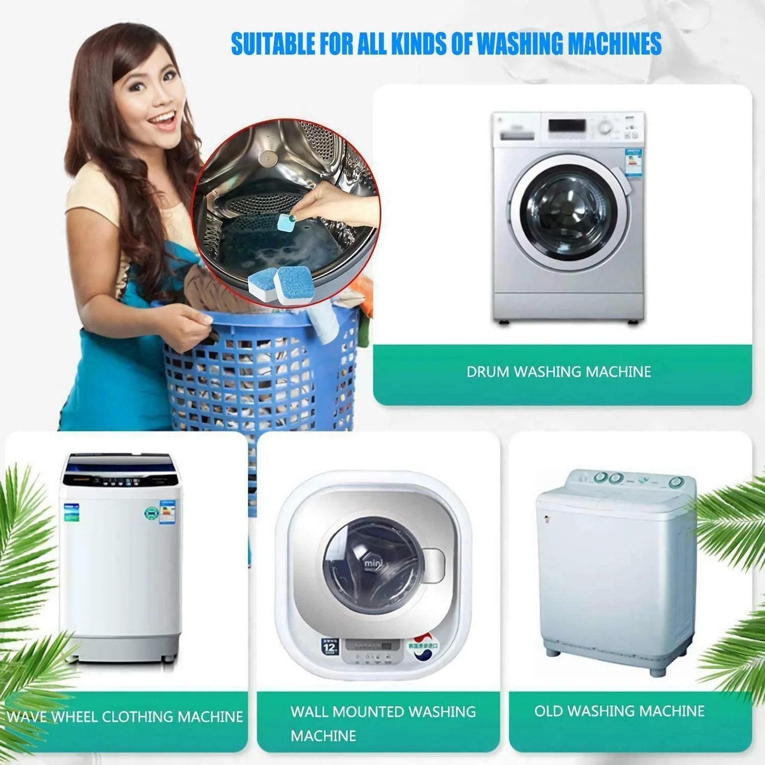 🔥Solange der Vorrat reicht 40 % Rabatt!🎉Washing Machine Deep Cleaner Tablets ( Buy 2 Get 3 FREE )
