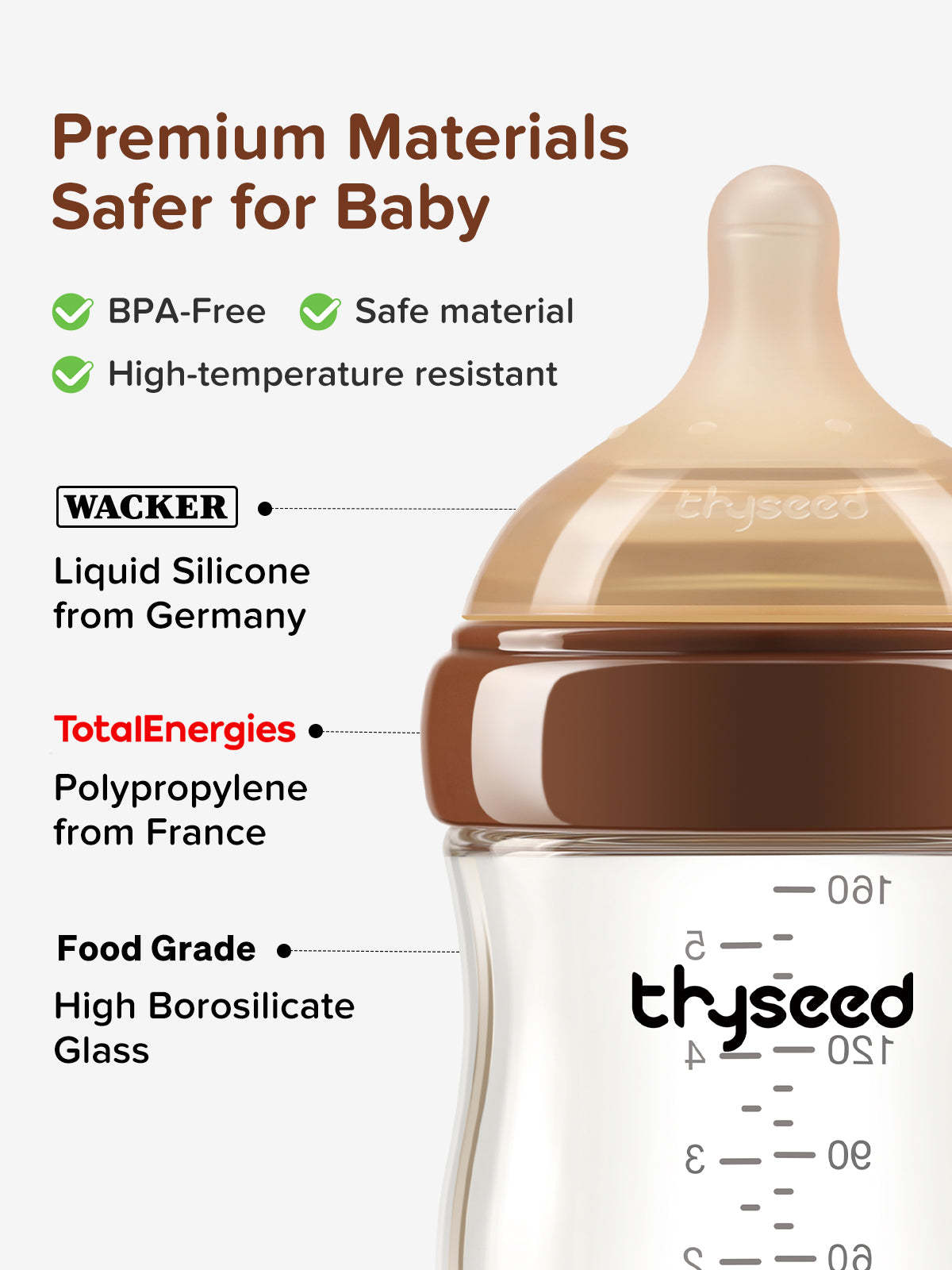Thyseed Glass Natural Anti-colic Baby Bottle