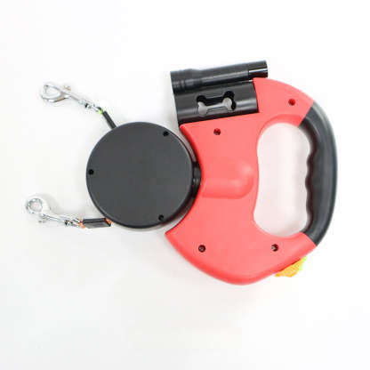 Dual Dog Leash with Tangle-Free Swivel & LED Light