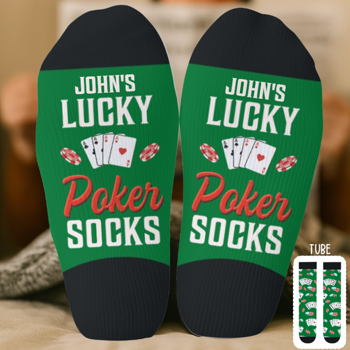 Custom Crew Socks - Personalized Christmas Birthday Poker Gifts For Poker Lovers, Sports Fans, Sports Lovers - Poker Night Champion