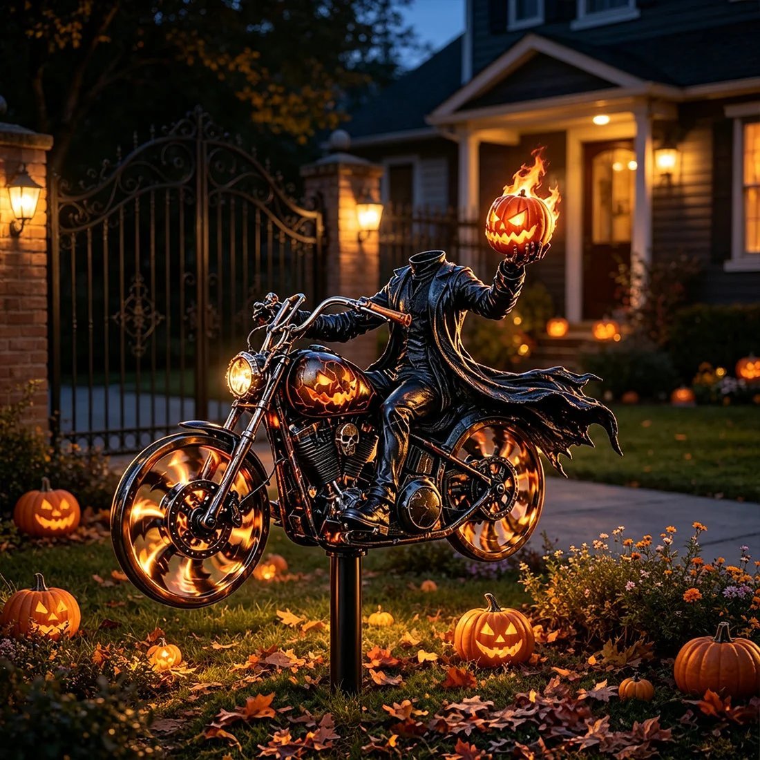 🎃 Halloween Motorcycle Garden Windmill 🏍️