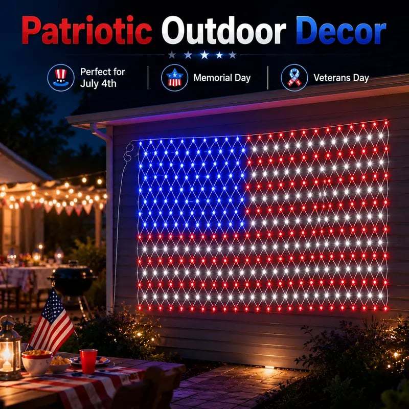 🔥49% Off Sale on July 4-----Solar American Flag Lights Outdoor