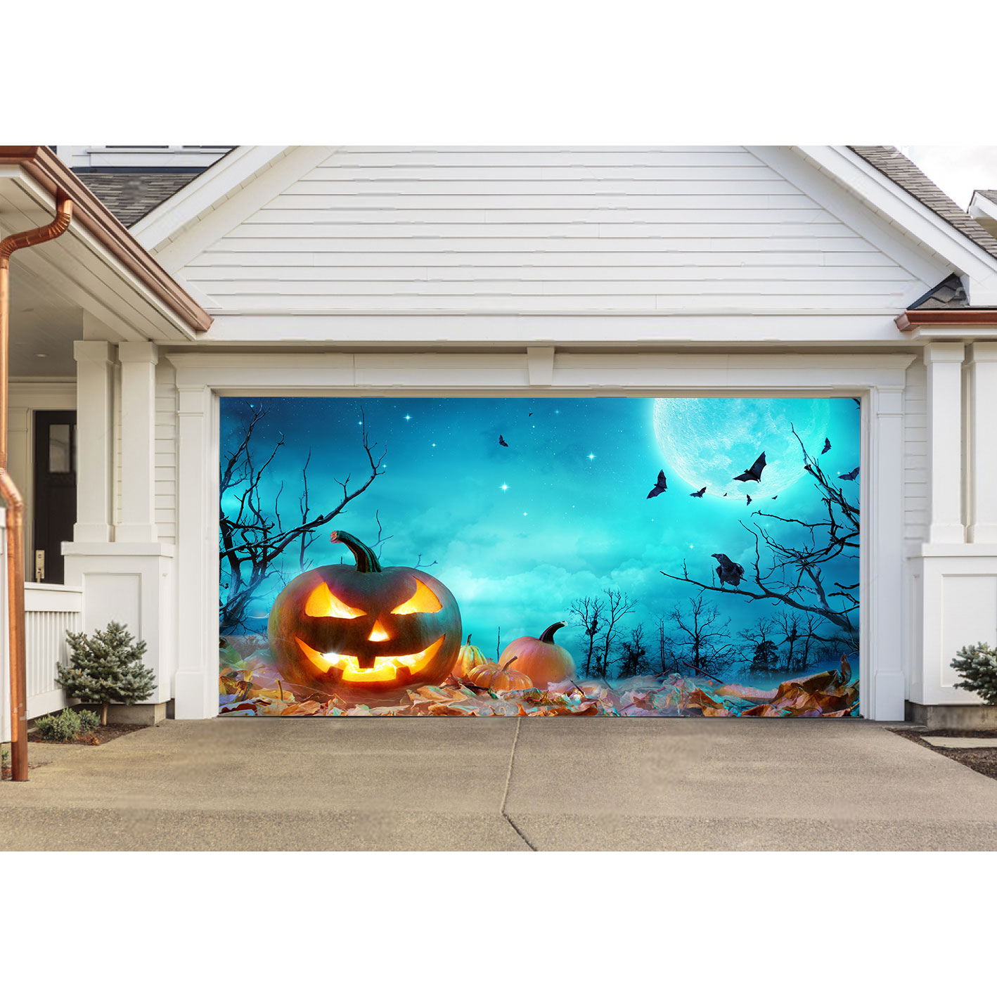 Halloween Carved Pumpkin Lantern Garage Door Banner Mural