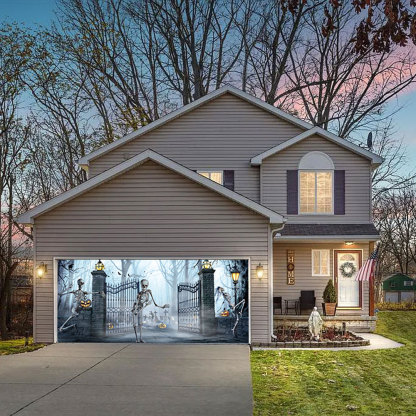 Halloween - Skeleton invites zombie party to cemetery