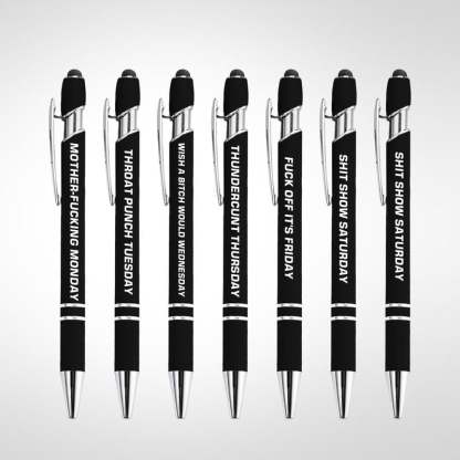 🔥Last Day Promotion 50% OFF💝Funny Stress-Relief Daily Quotes Metal Ballpoint Pen Set (7 Pcs) | 🎁Office Christmas Gift Exchange