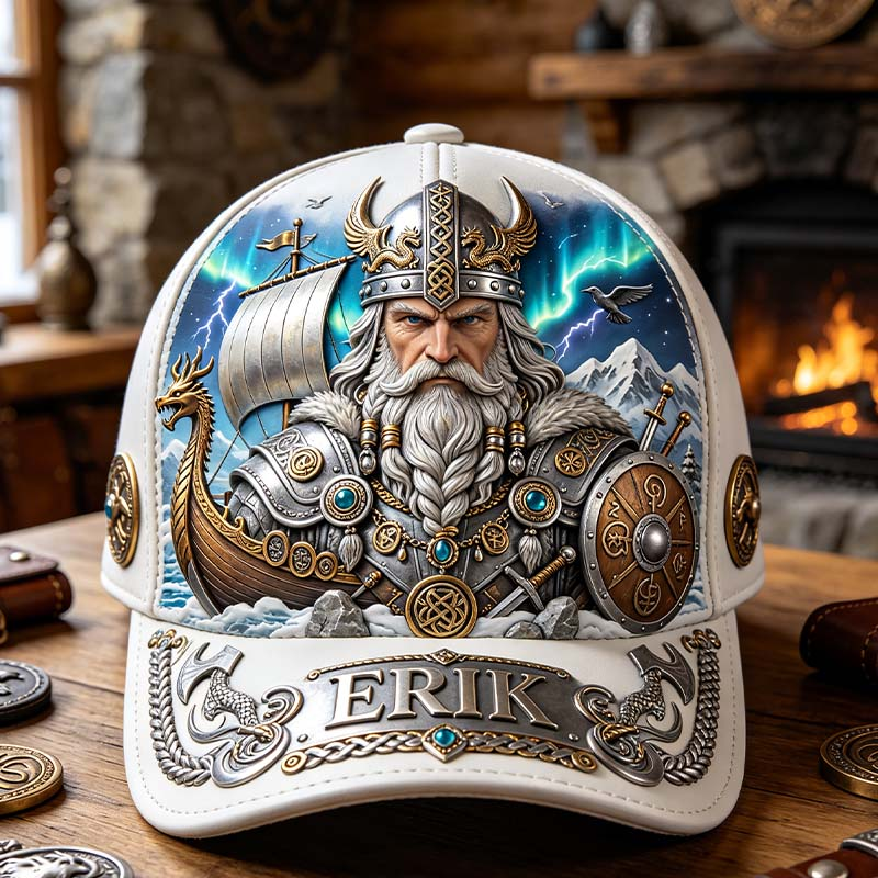 Personalized viking warrior themed baseball cap