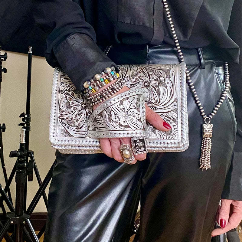 "Silver Flower Dance" Western-Style Clutch