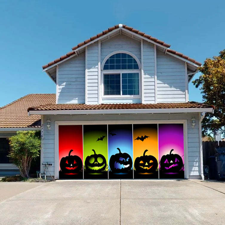 7' x 16' Halloween Colorful Lantern Garage Door Mural