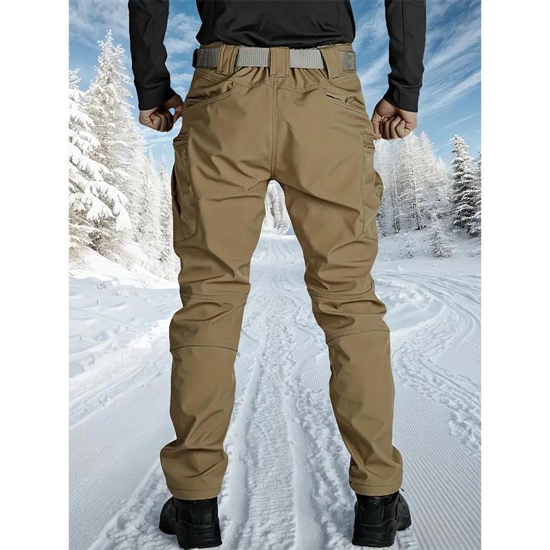 [Windproof|Warm] Windproof Warm Men's Outdoor Military Tactical Pants | Soft Shell Fleece Lined, Solid Color, Sports Style, Regular Fit, Mid Waist, Woven Fabric, 320G/M², with Pockets, No Belt, Casual Weekend Wear, Autumn/Winter Season