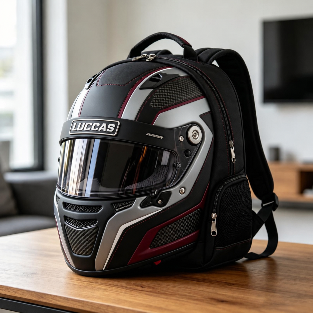 Personalized Racing Helmet Themed Backpack