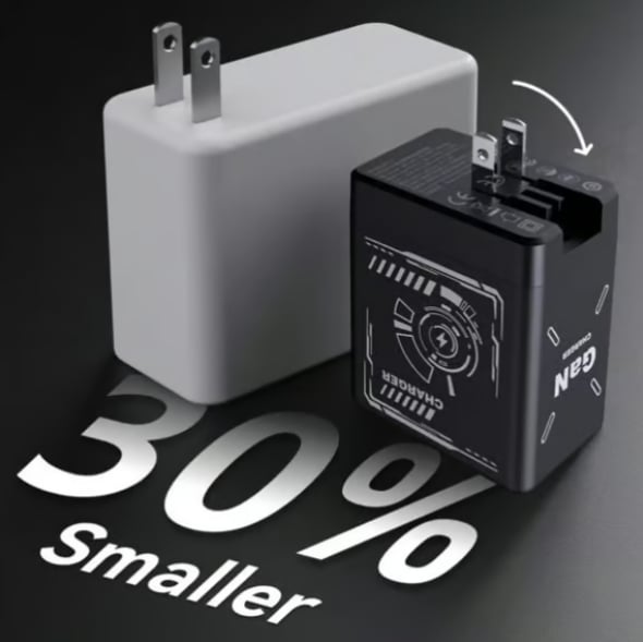 2-in-1 GaN PD3.0  Charger with Retractable Cables（Plug specifications: US standard plug）