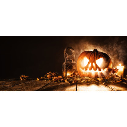 Halloween Carved Pumpkin Lantern Garage Door Banner Mural