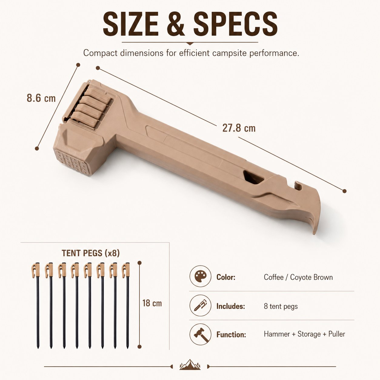 Tactical Multi-Functional Tent Hammer