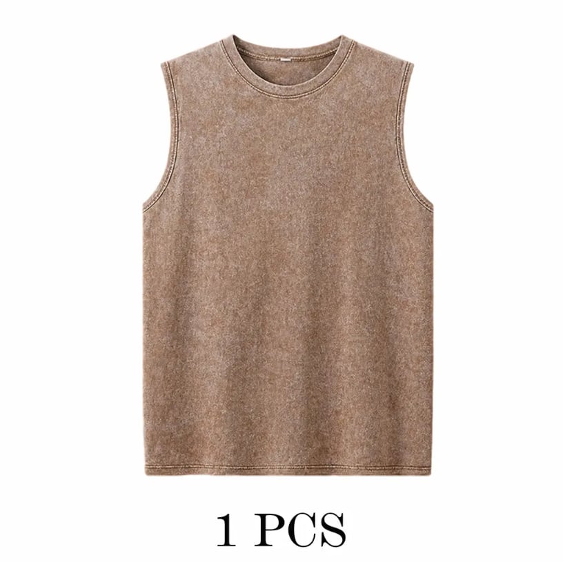 ⚡ Hot Sales 49% OFF 🔥 4-Pack Men's Washed Sleeveless Vest – Heavyweight Cotton, Acid Wash, Oversized Gym & Streetwear