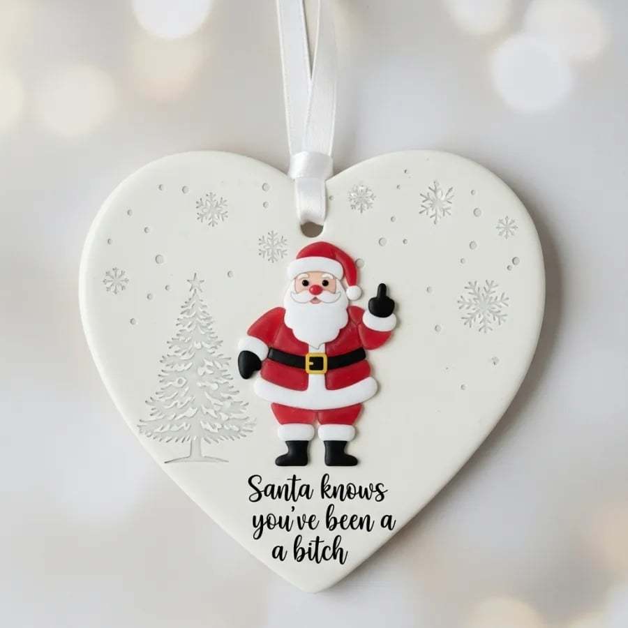 "Santa Claus Middle Finger" Christmas heart-shaped gift