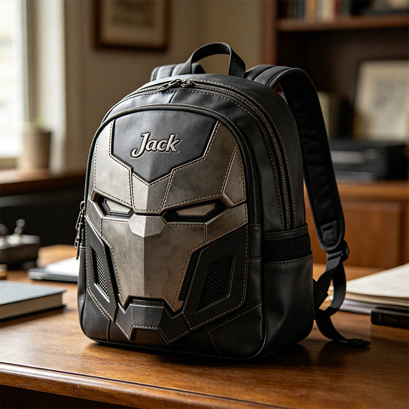 Personalized mecha helmet themed backpack