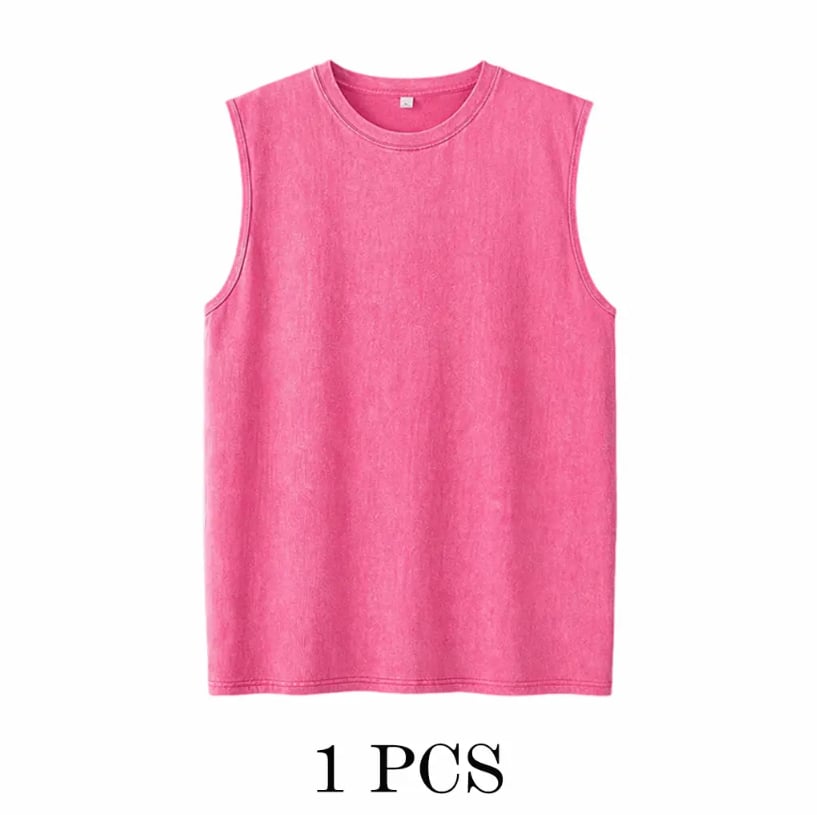 ⚡ Hot Sales 49% OFF 🔥 4-Pack Men's Washed Sleeveless Vest – Heavyweight Cotton, Acid Wash, Oversized Gym & Streetwear