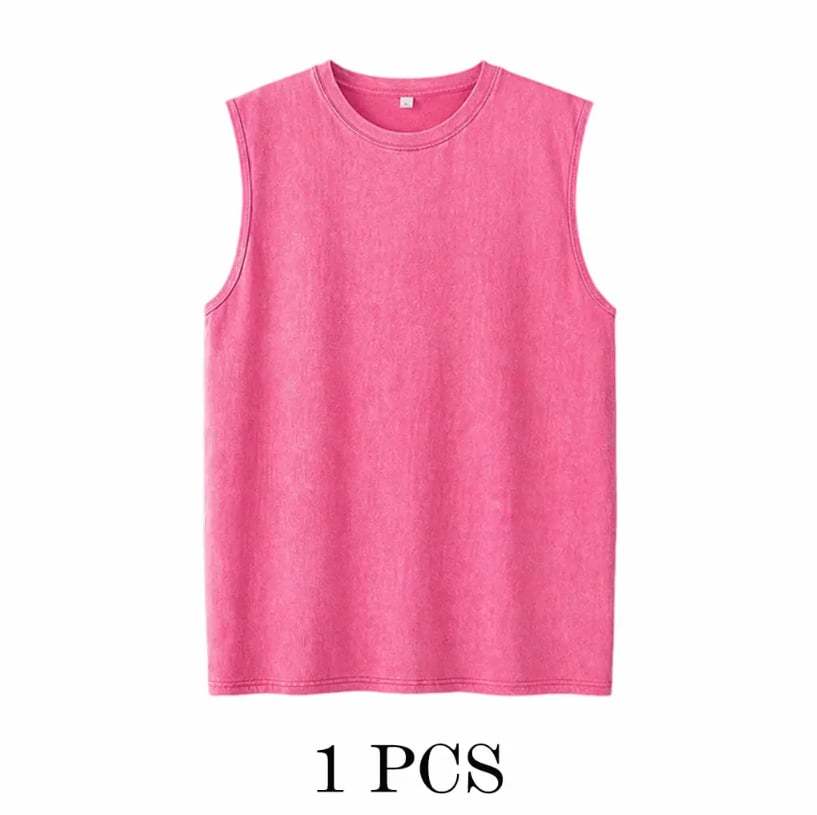 ⚡ Hot Sales 49% OFF 🔥 4-Pack Men's Washed Sleeveless Vest – Heavyweight Cotton, Acid Wash, Oversized Gym & Streetwear