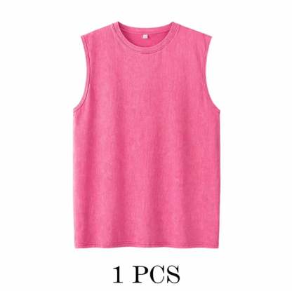 ⚡ Hot Sales 49% OFF 🔥 4-Pack Men's Washed Sleeveless Vest – Heavyweight Cotton, Acid Wash, Oversized Gym & Streetwear