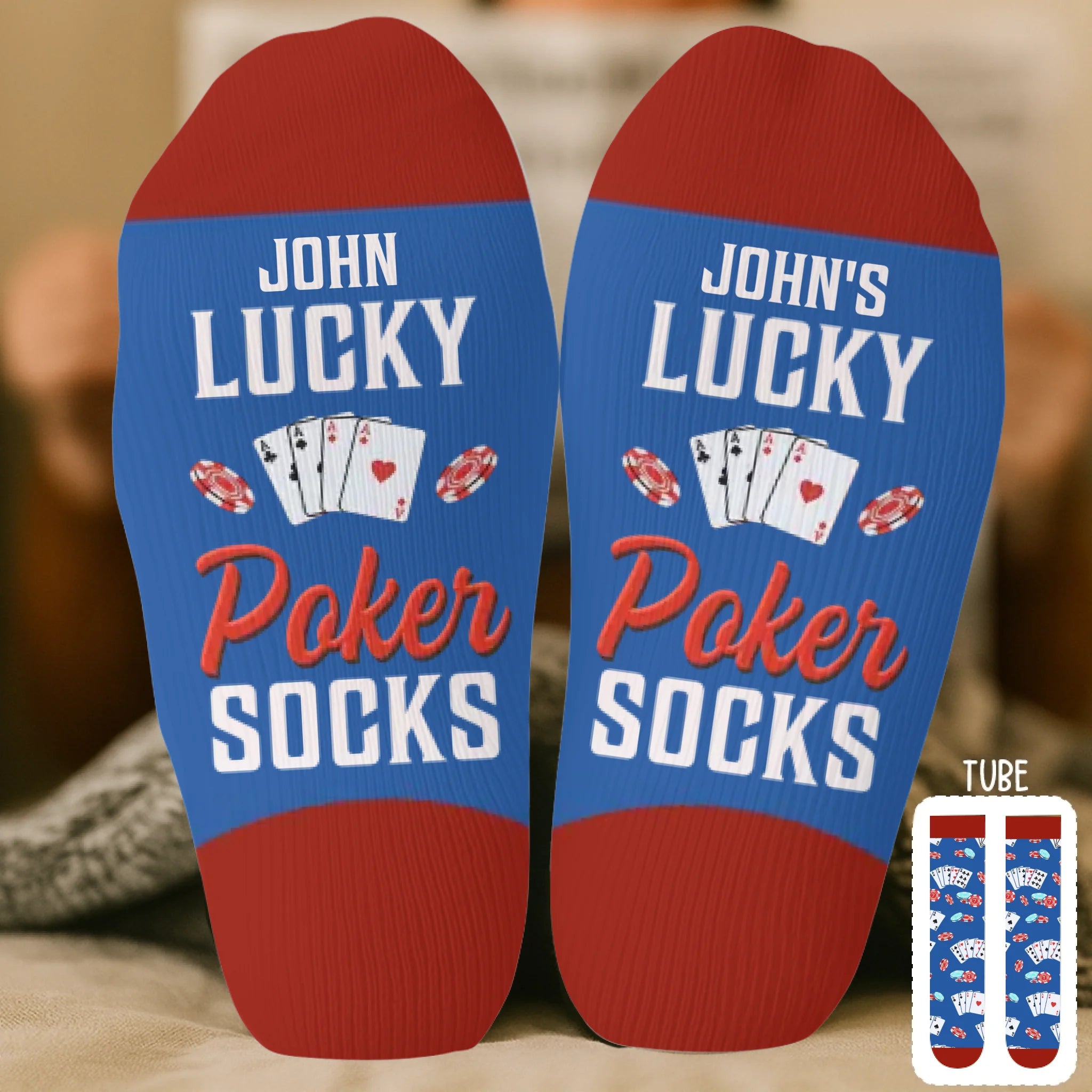 Custom Crew Socks - Personalized Christmas Birthday Poker Gifts For Poker Lovers, Sports Fans, Sports Lovers - Poker Night Champion