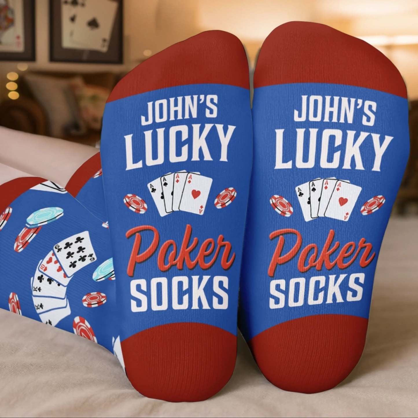 Custom Crew Socks - Personalized Christmas Birthday Poker Gifts For Poker Lovers, Sports Fans, Sports Lovers - Poker Night Champion