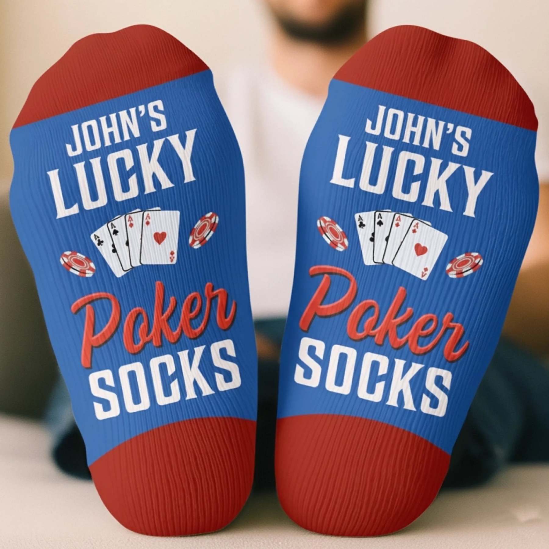 Custom Crew Socks - Personalized Christmas Birthday Poker Gifts For Poker Lovers, Sports Fans, Sports Lovers - Poker Night Champion