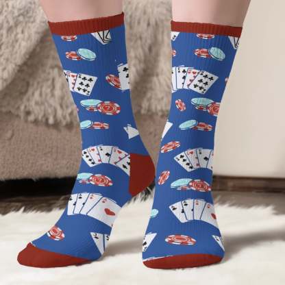 Custom Crew Socks - Personalized Christmas Birthday Poker Gifts For Poker Lovers, Sports Fans, Sports Lovers - Poker Night Champion