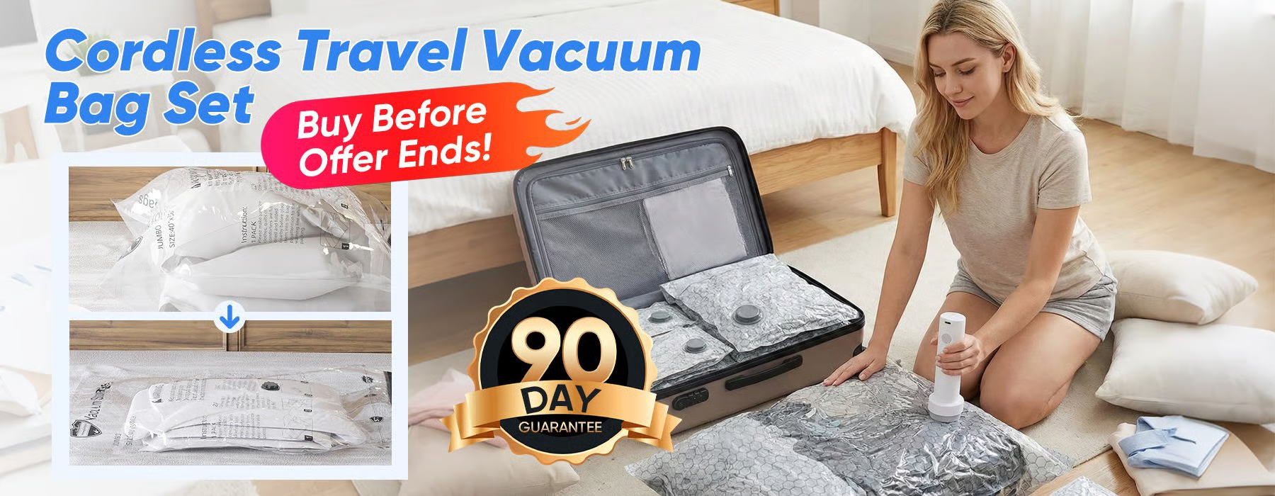 Cordless Travel Vacuum Bag Set