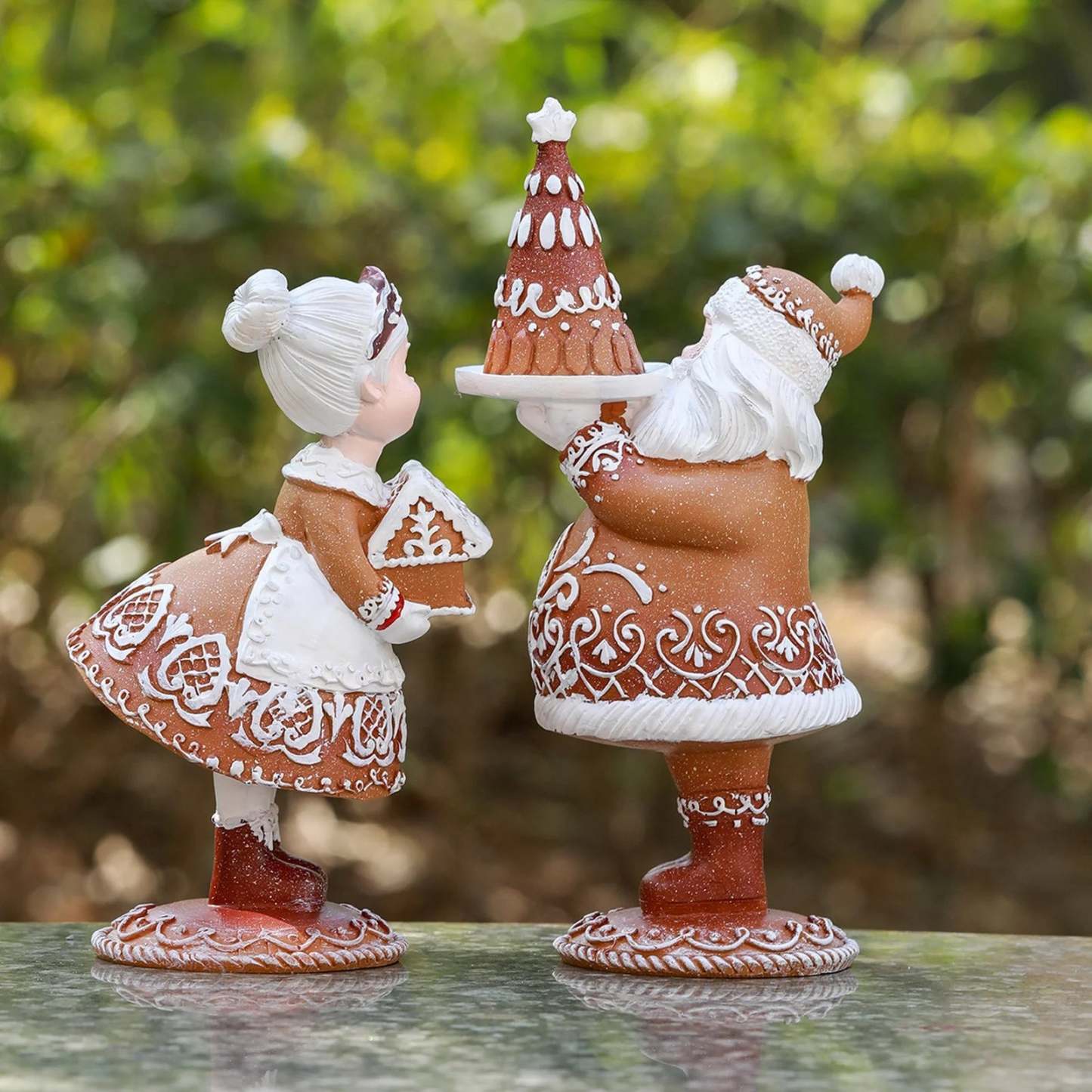 Christmas Ornaments Resin Santa Claus with Gingerbread House