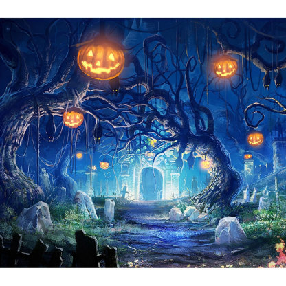 Creepy Halloween Garage Door Banner Mural