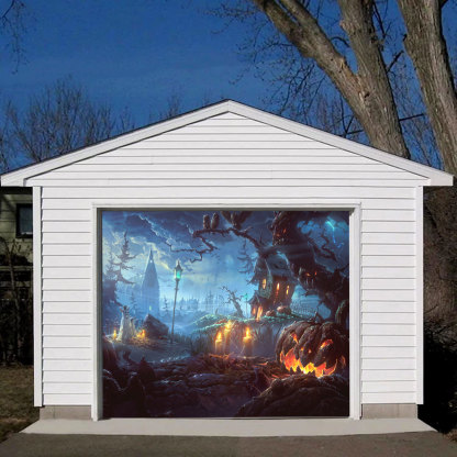 Creepy Halloween Garage Door Banner Mural