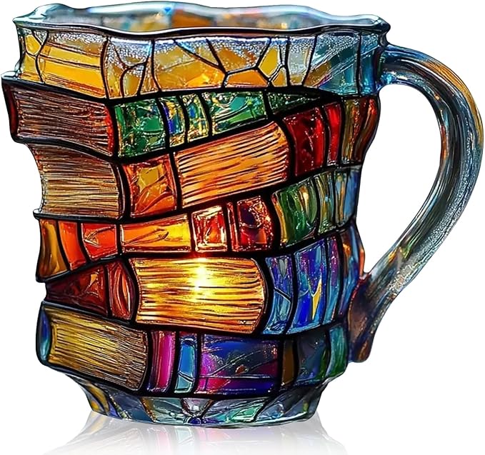 3D Painted Book Stack Coffee Mug - Novelty Acrylic Mug Gift ✨