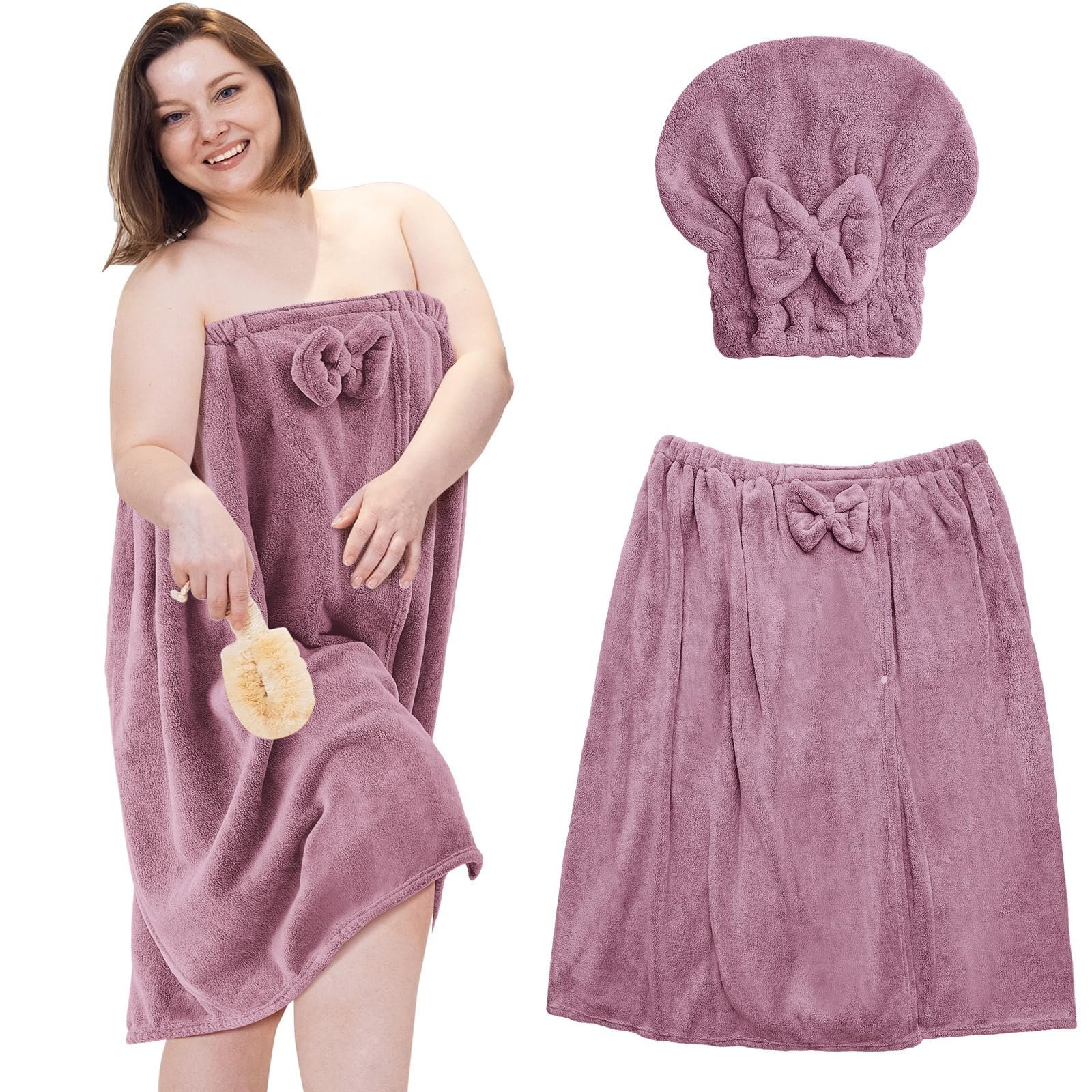 Plus Size Adjustable Oversized Wrap Bathrobe Set