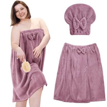 Plus Size Adjustable Oversized Wrap Bathrobe Set