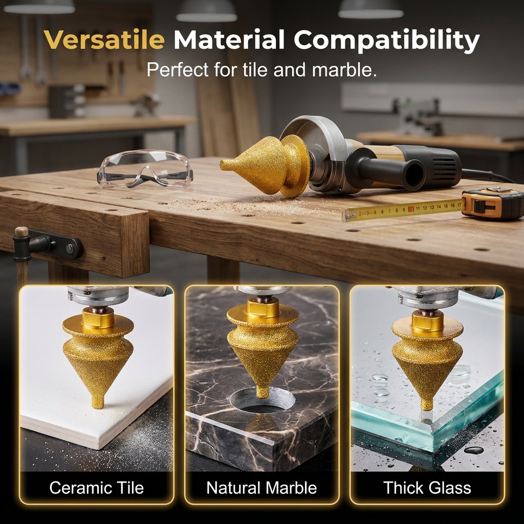 🔩⚙️ Diamond Chamfer & Hole Enlarger Bit | 4-in-1 Tile & Marble Tool for Angle Grinders