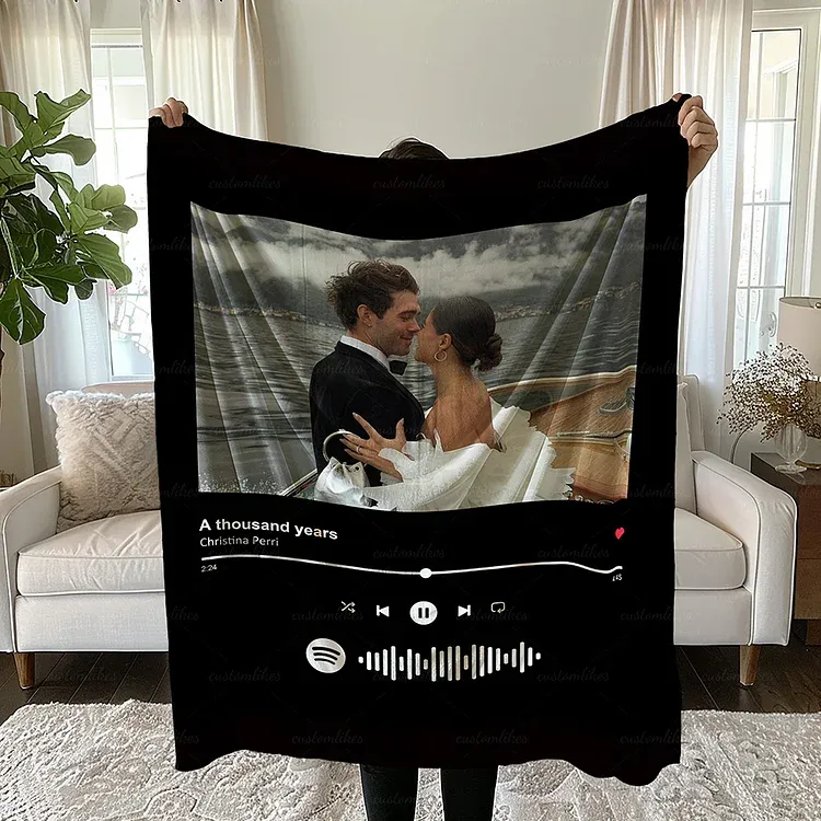 Customized Music and Photo Couples Blanket