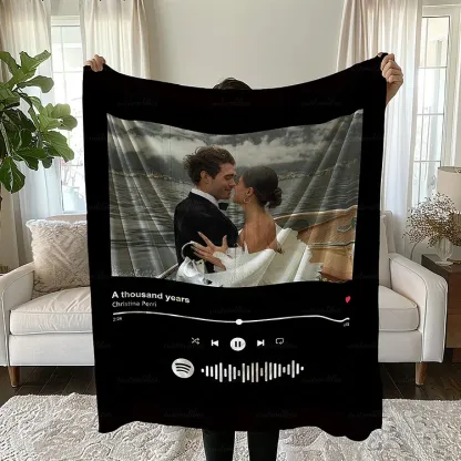 Customized Music and Photo Couples Blanket