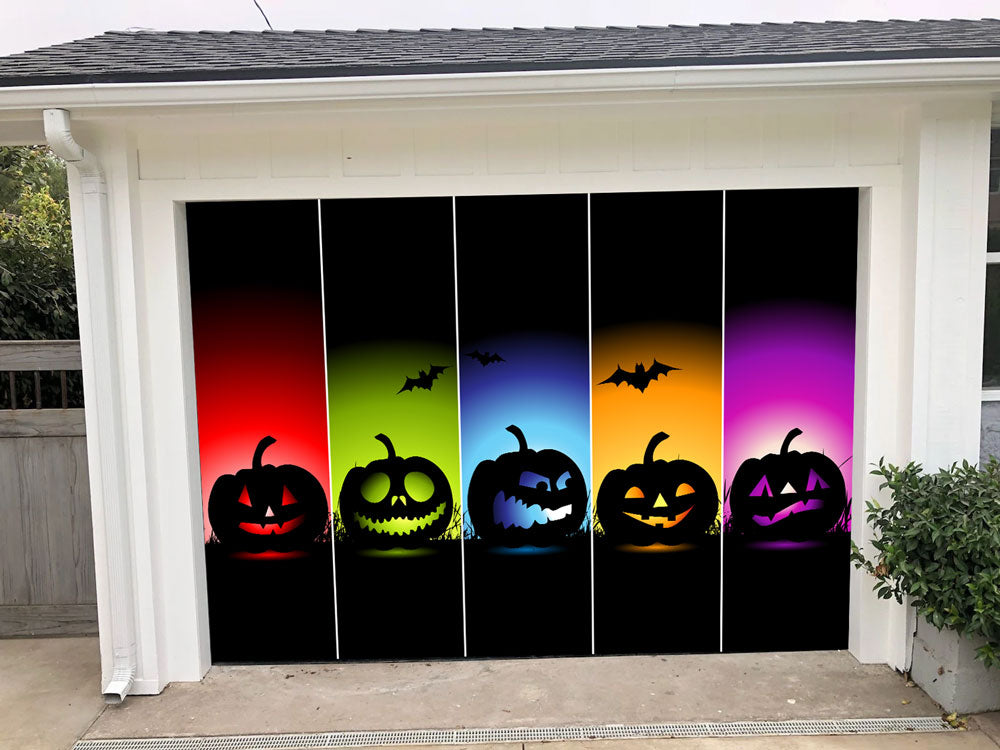 7' x 16' Halloween Colorful Lantern Garage Door Mural