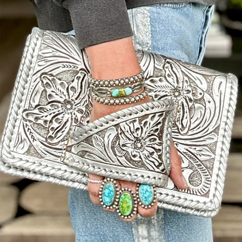 "Silver Flower Dance" Western-Style Clutch