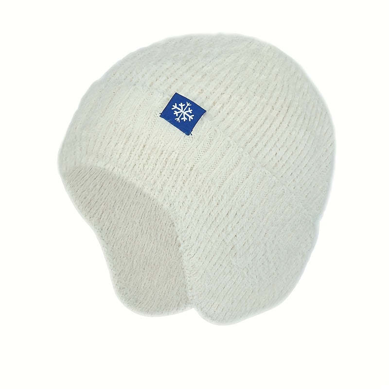 Stylish Snowflake Knitted Beanie with Ear Protection - Warm, Soft, and Coldproof