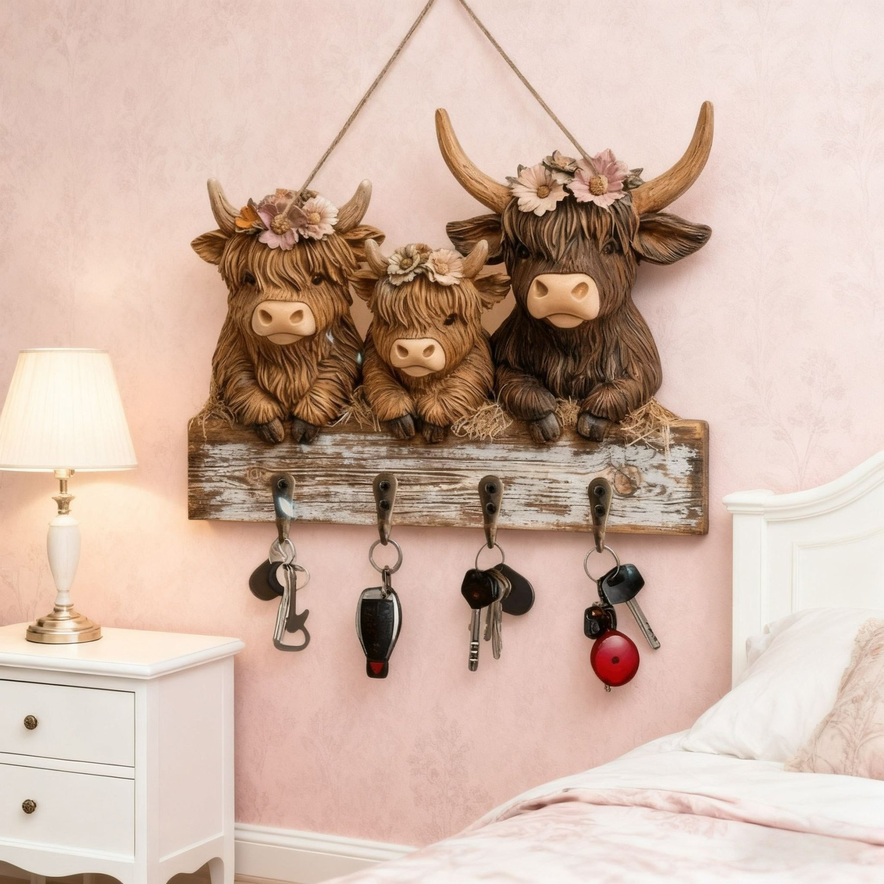 🔥Time-Limited SALE 49% OFF - 2D Rustic Highland Cow Wooden Ornament 🐮