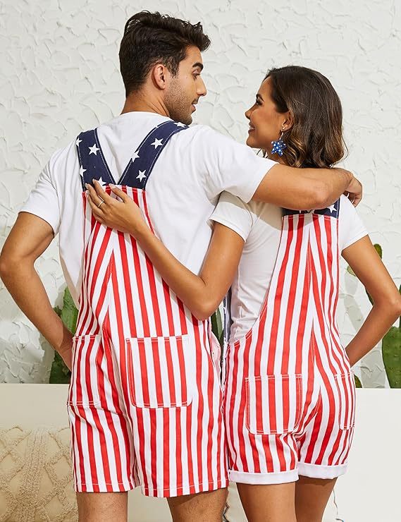 Flag Overalls Denim Shorts Denim Jumpsuit