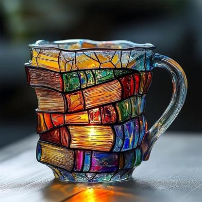 3D Painted Book Stack Coffee Mug - Novelty Acrylic Mug Gift ✨