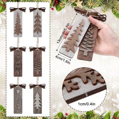 12 Pcs Handmade Rustic Wooden Christmas Tree Ornaments Set