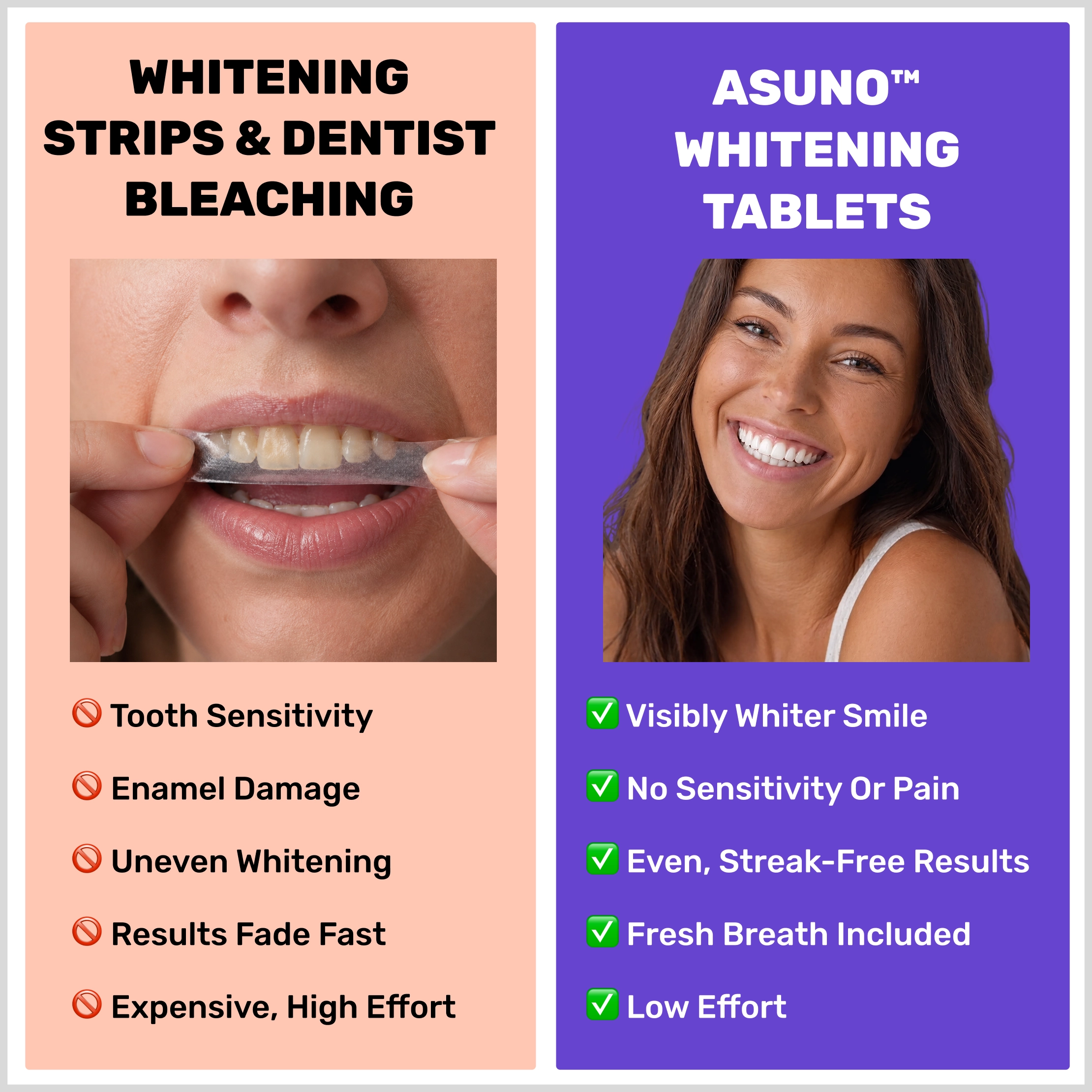 Close-up of Asuno daily whitening tablets
