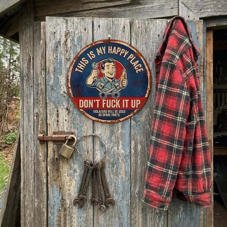 🔥LAST DAY 50% OFF - 🔩🔧"This Is My Happy Place" Metal Tin Sign
