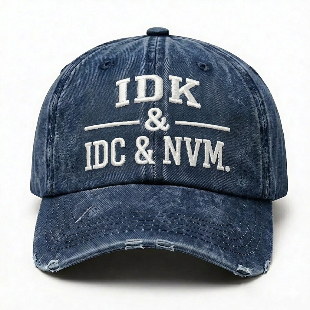 IDK & IDC & NVM Embroidery Baseball Cap